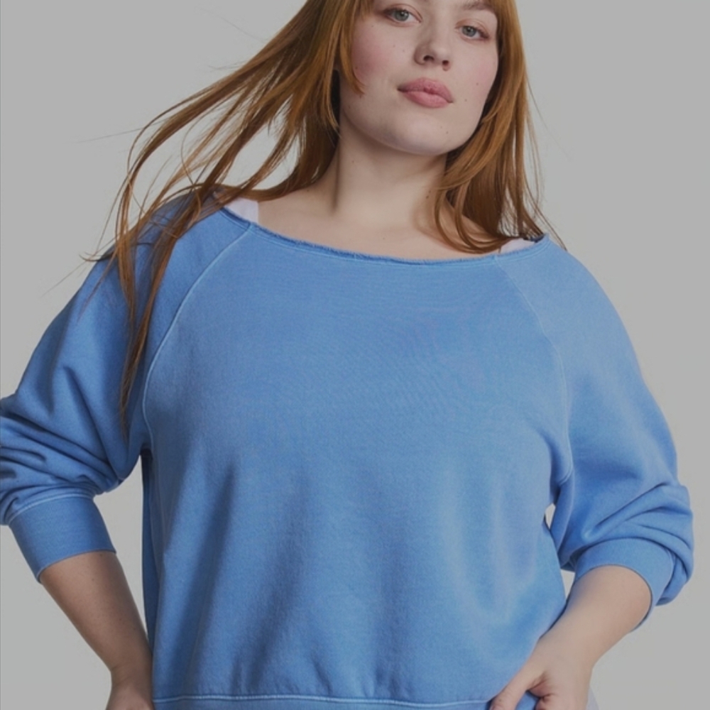 PINK Victoria's Secret Blue Off-the-Shoulder Sweater